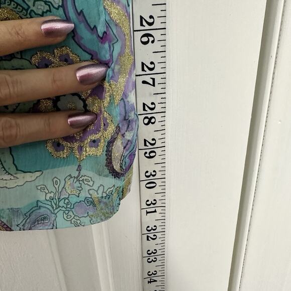 Coldwater Creek Sparkly Jacobean Bell Y2k Silk Blouse Boho Whimsy Fairycore XL - Picture 4 of 8